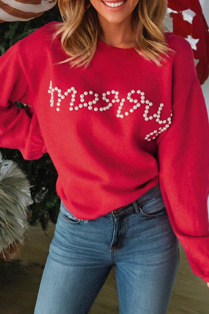 Pearl Beaded Merry Sweater