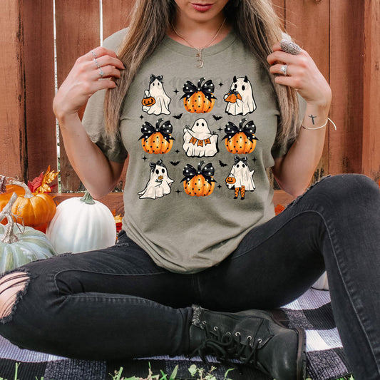 Ghost & Pumpkin Polka Dot Tee (Adults & Kids)