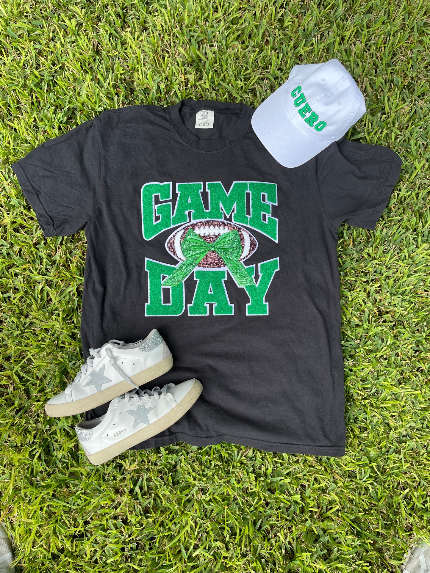 Chenille Game Day with Bow T-Shirt (Customizable)